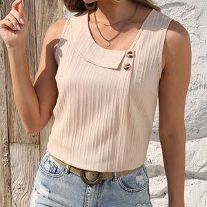 Elegant Cream Sleeveless Top Sz L